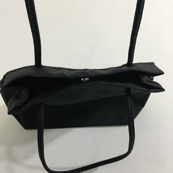 Banana Republic Vintage Nylon Shoulder Bag Tote Black Magnetic Closure Sz Medium - Picture 9 of 16